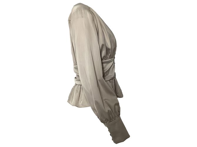 Blouse en satin à ourlet peplum Jason Wu en polyester gris - vue 3