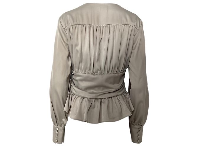 Blouse en satin à ourlet peplum Jason Wu en polyester gris - vue 4