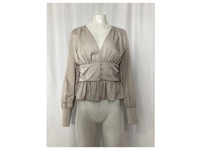 Blouse en satin à ourlet peplum Jason Wu en polyester gris - vue 7
