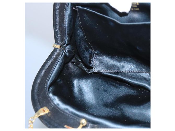 BALLY Borsa a Spalla in Velluto Nero Auth bs21591 - vista 11