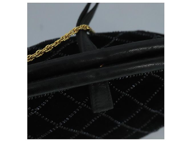 BALLY Borsa a Spalla in Velluto Nero Auth bs21591 - vista 5