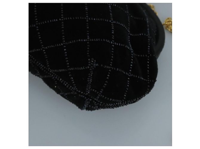 BALLY Borsa a Spalla in Velluto Nero Auth bs21591 - vista 8