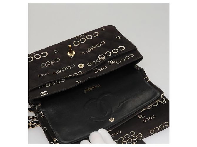 CHANEL Matelassé 25 Borsa a Spalla con Catena Tela Nera Oro CC Auth 108396 Nero D'oro - vista 11