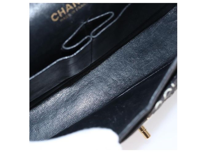 CHANEL Matelassé 25 Borsa a Spalla con Catena Tela Nera Oro CC Auth 108396 Nero D'oro - vista 6