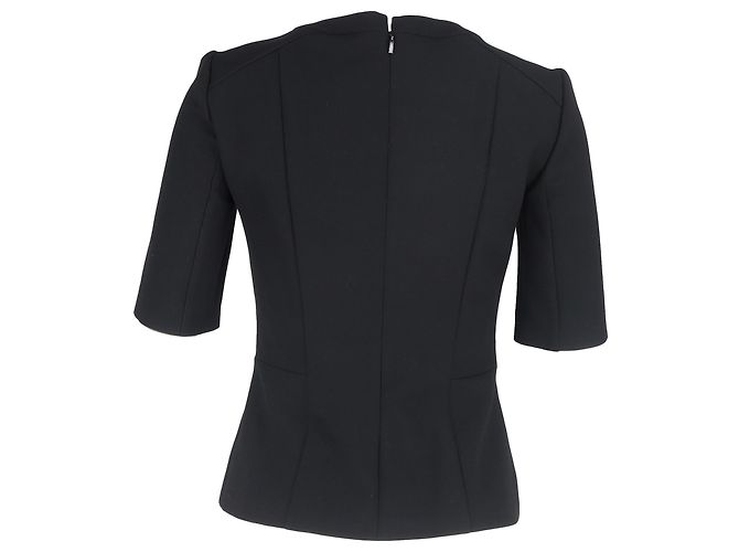 Top peplum a maniche corte Boss di Hugo Boss in lana nera Nero - vista 3