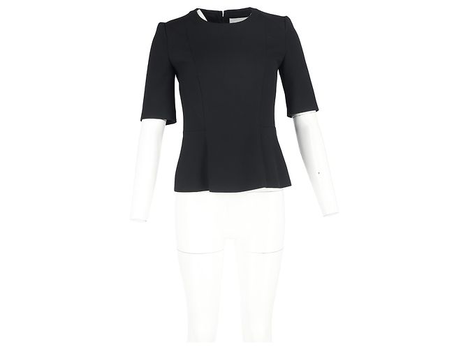 Top peplum a maniche corte Boss di Hugo Boss in lana nera Nero - vista 4