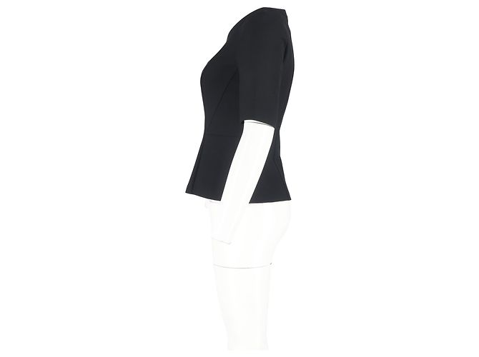 Top peplum a maniche corte Boss di Hugo Boss in lana nera Nero - vista 5