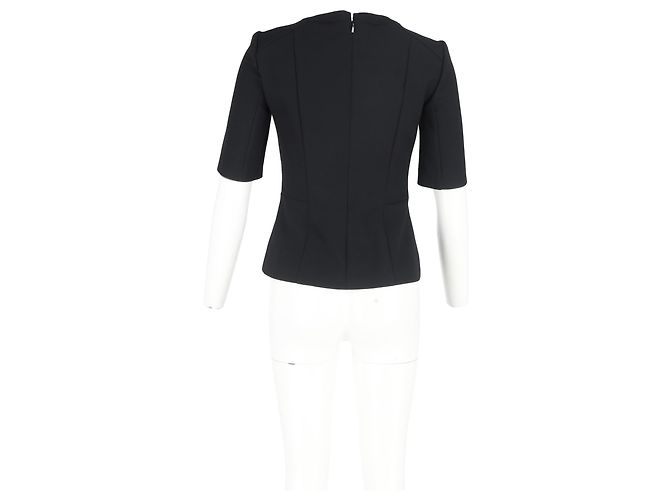 Top peplum a maniche corte Boss di Hugo Boss in lana nera Nero - vista 6