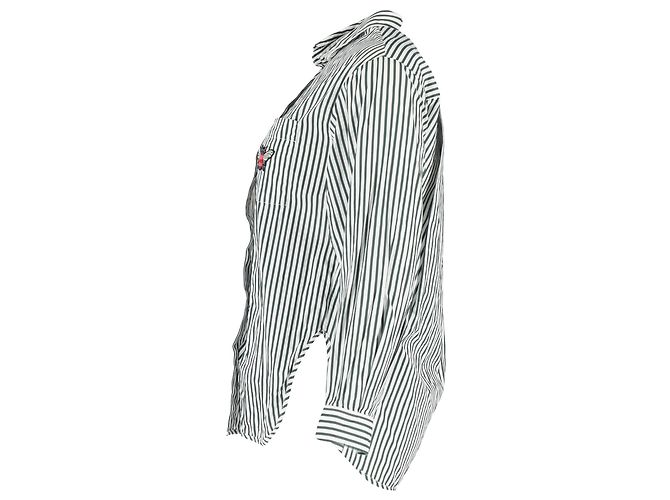 Camicia a righe Maje in cotone bianco e verde - vista 2