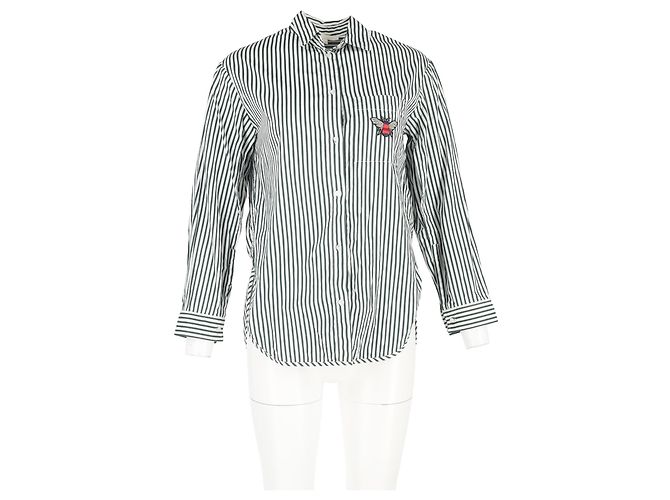 Camicia a righe Maje in cotone bianco e verde - vista 4