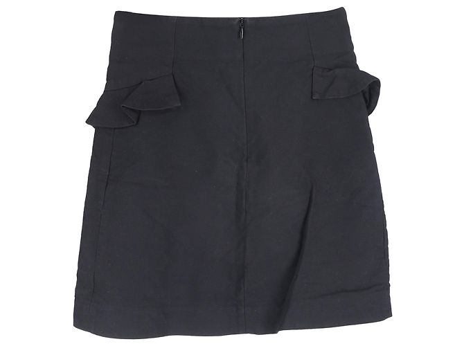 Falda mini A-line de lana negra con volantes Sandro Paris Negro - vista 2