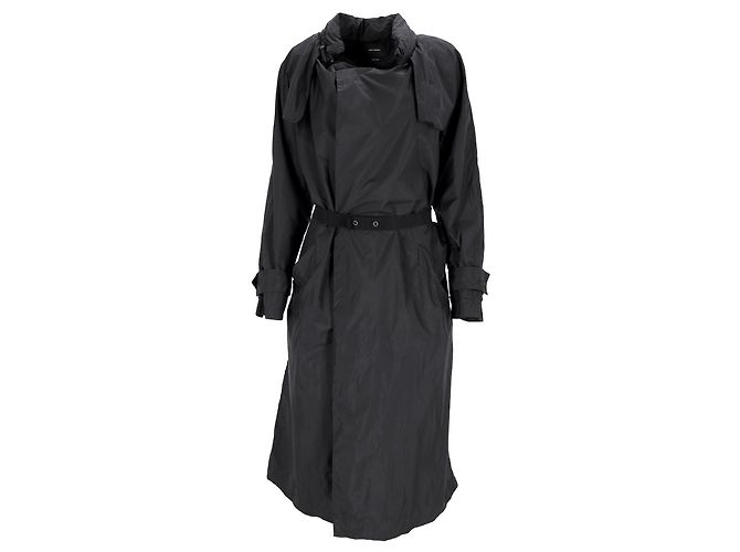 Abrigo trench midi con cinturón Isabel Marant en nylon negro - vista 7