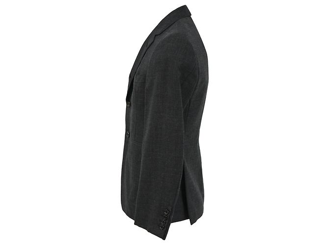Thom Browne Single-Breasted Blazer in Dark Grey Wool - view 2