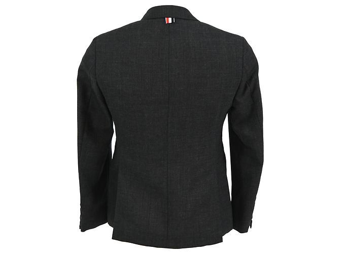 Thom Browne Single-Breasted Blazer in Dark Grey Wool - view 3