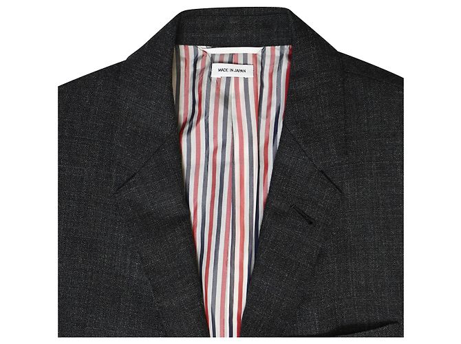 Thom Browne Single-Breasted Blazer in Dark Grey Wool - view 4