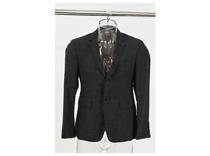 Thom Browne Single-Breasted Blazer in Dark Grey Wool - view 6