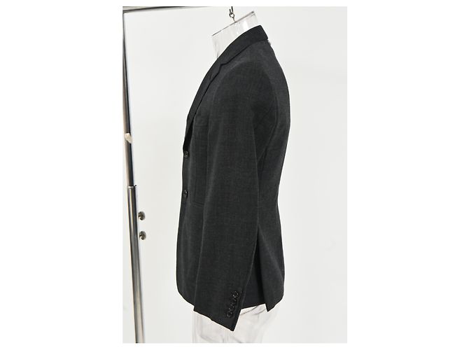 Thom Browne Single-Breasted Blazer in Dark Grey Wool - view 7