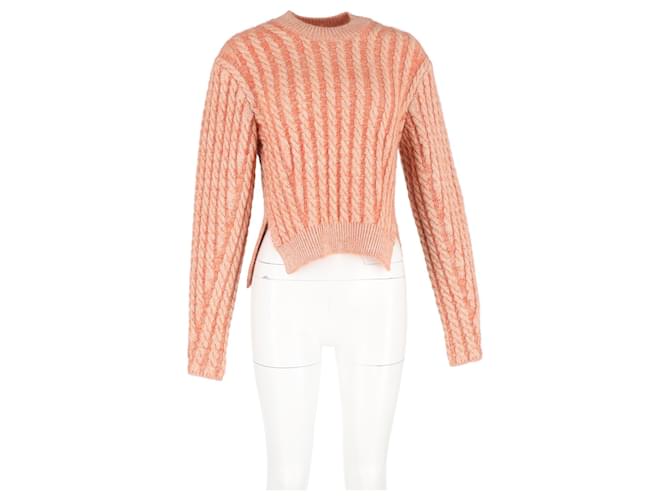 Chloé Chloe Grobstrickpullover aus korallenfarbener Schurwolle Orange - Ansicht 4