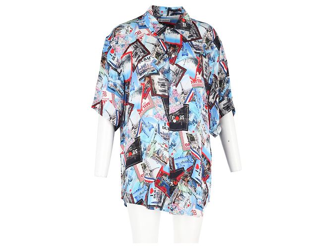 City Camicia Balenciaga All Over Cities in seta multicolore - vista 6