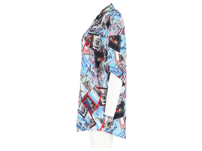 City Camicia Balenciaga All Over Cities in seta multicolore - vista 7