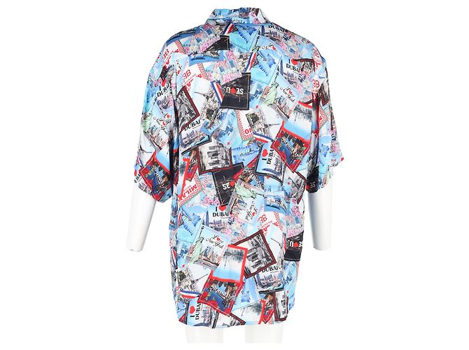 City Camicia Balenciaga All Over Cities in seta multicolore - vista 8