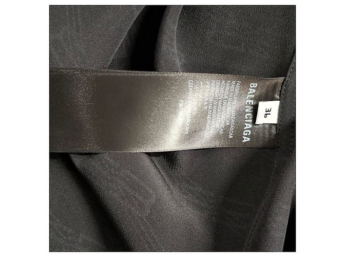 Camicia a maniche lunghe BB Logo Balenciaga in seta nera Nero - vista 4