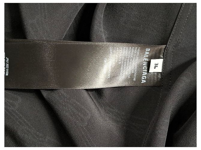 Camicia a maniche lunghe BB Logo Balenciaga in seta nera Nero - vista 9