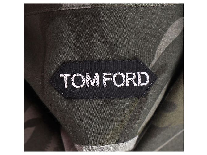 Camicia a maniche lunghe con stampa camouflage Tom Ford in viscosa khaki Verde Cachi - vista 10