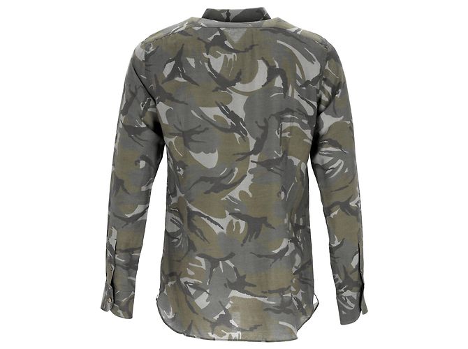 Camicia a maniche lunghe con stampa camouflage Tom Ford in viscosa khaki Verde Cachi - vista 3