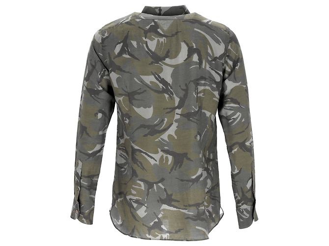 Camicia a maniche lunghe con stampa camouflage Tom Ford in viscosa khaki Verde Cachi - vista 8