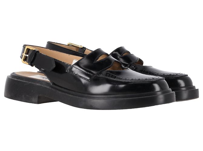 Mocassini Slingback Thom Browne in pelle nera - vista 4