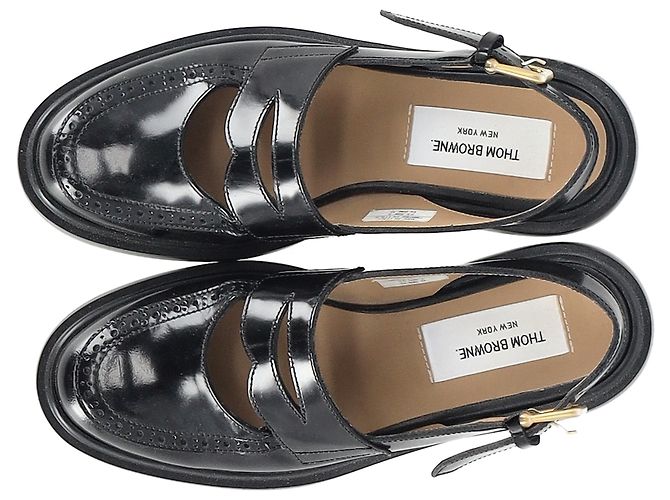Mocassini Slingback Thom Browne in pelle nera - vista 8