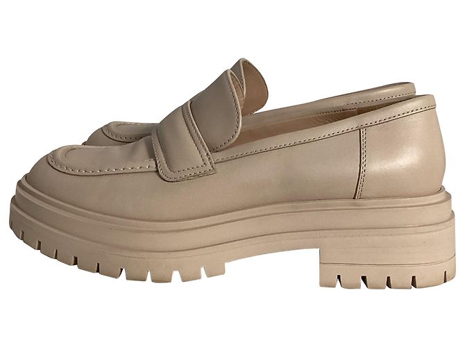 Mocassini Chunky Gianvito Rossi in pelle nuda Marrone Carne - vista 4