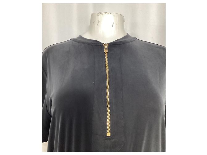 Vestido midi de manga larga con cinturón Escada en algodón negro - vista 10
