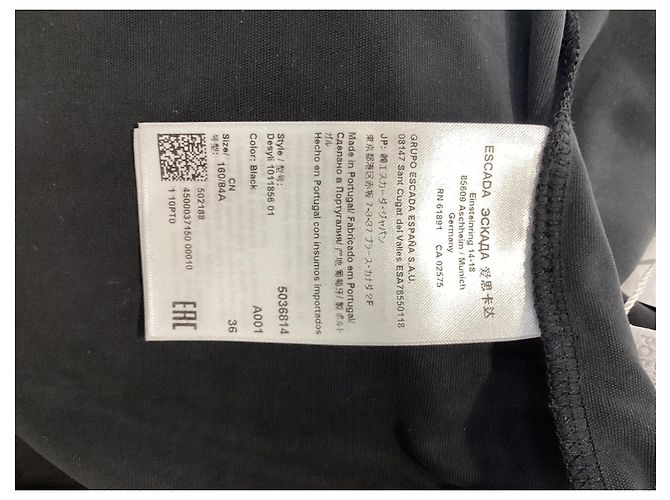Vestido midi de manga larga con cinturón Escada en algodón negro - vista 11