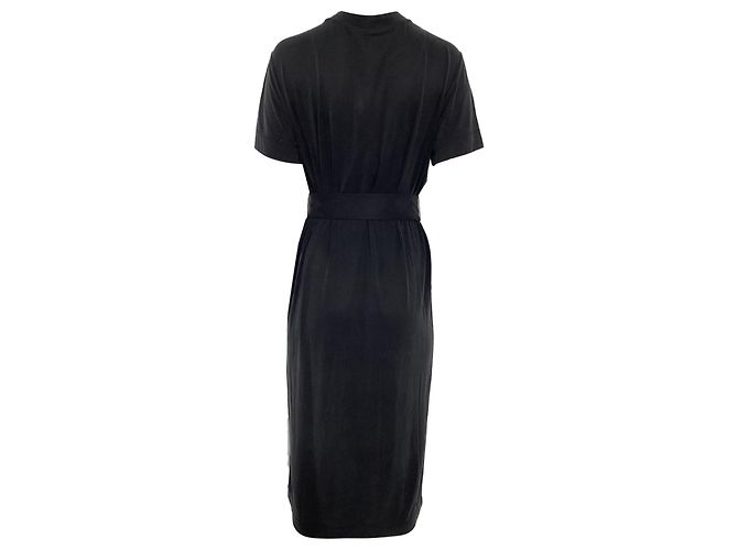Vestido midi de manga larga con cinturón Escada en algodón negro - vista 3