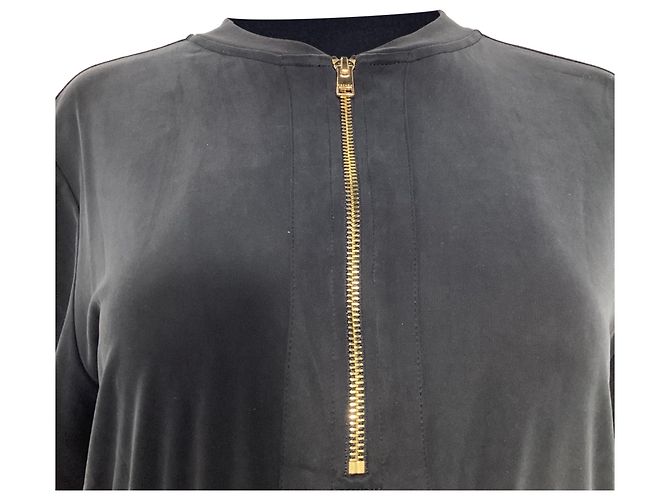 Vestido midi de manga larga con cinturón Escada en algodón negro - vista 4