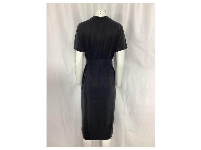 Vestido midi de manga larga con cinturón Escada en algodón negro - vista 9