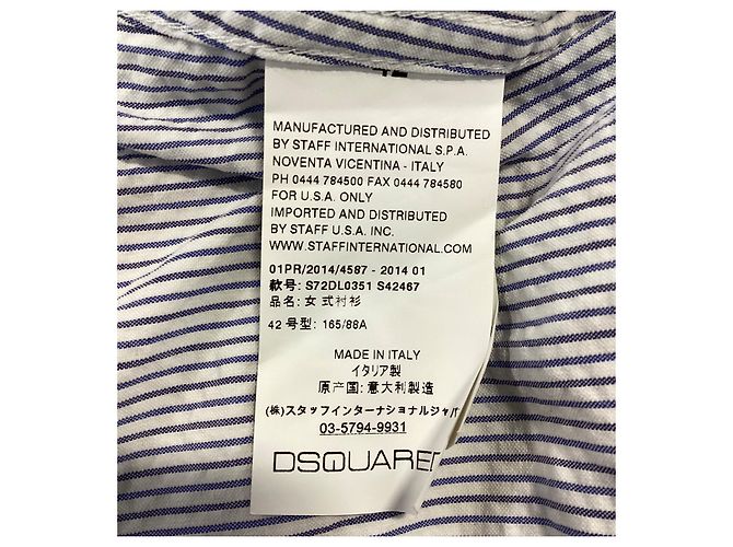 Camicia a maniche lunghe a righe con patch logo Dsquared2 in cotone blu e bianco Blu chiaro - vista 10