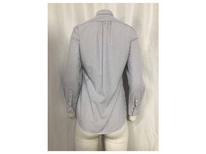 Camicia a maniche lunghe a righe con patch logo Dsquared2 in cotone blu e bianco Blu chiaro - vista 11