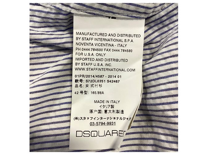 Camicia a maniche lunghe a righe con patch logo Dsquared2 in cotone blu e bianco Blu chiaro - vista 4