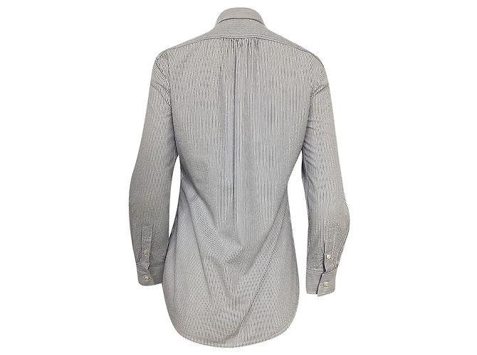 Camicia a maniche lunghe a righe con patch logo Dsquared2 in cotone blu e bianco Blu chiaro - vista 5