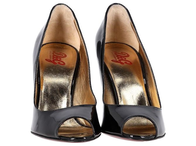 Décolleté Peep-Toe Dolce & Gabbana in pelle verniciata nera - vista 3