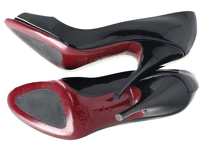 Décolleté Peep-Toe Dolce & Gabbana in pelle verniciata nera - vista 7