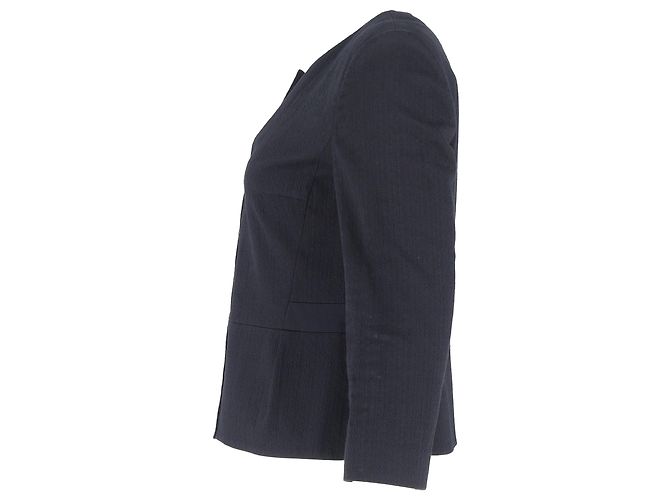 Blazer abotonado sin cuello Boss de Hugo Boss en algodón azul marino - vista 2