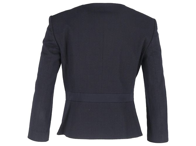 Blazer abotonado sin cuello Boss de Hugo Boss en algodón azul marino - vista 3