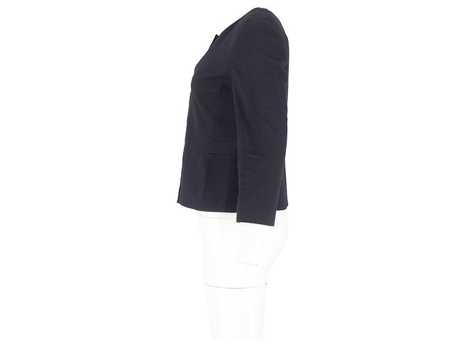 Blazer abotonado sin cuello Boss de Hugo Boss en algodón azul marino - vista 5