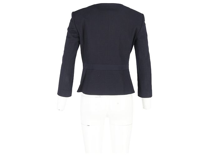 Blazer abotonado sin cuello Boss de Hugo Boss en algodón azul marino - vista 6