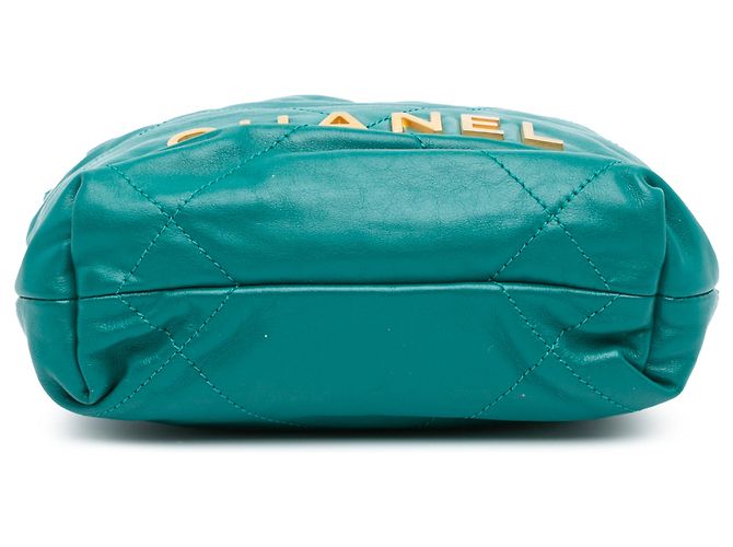 Borsa Chanel verde mini in pelle di vitello lucida 22 - vista 3