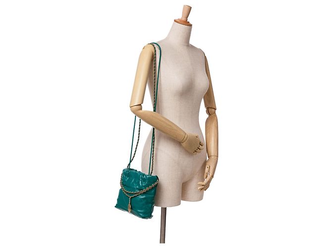 Borsa Chanel verde mini in pelle di vitello lucida 22 - vista 8